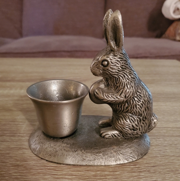 Pottery Barn Pewter Rabbit Candlestick holders - Picture 2 of 6